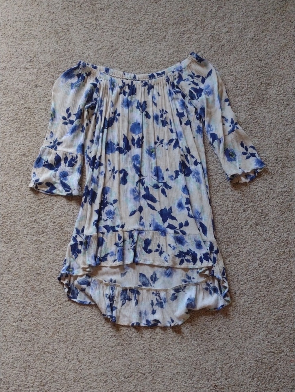 Blue Floral Off-Shoulder Women's Top